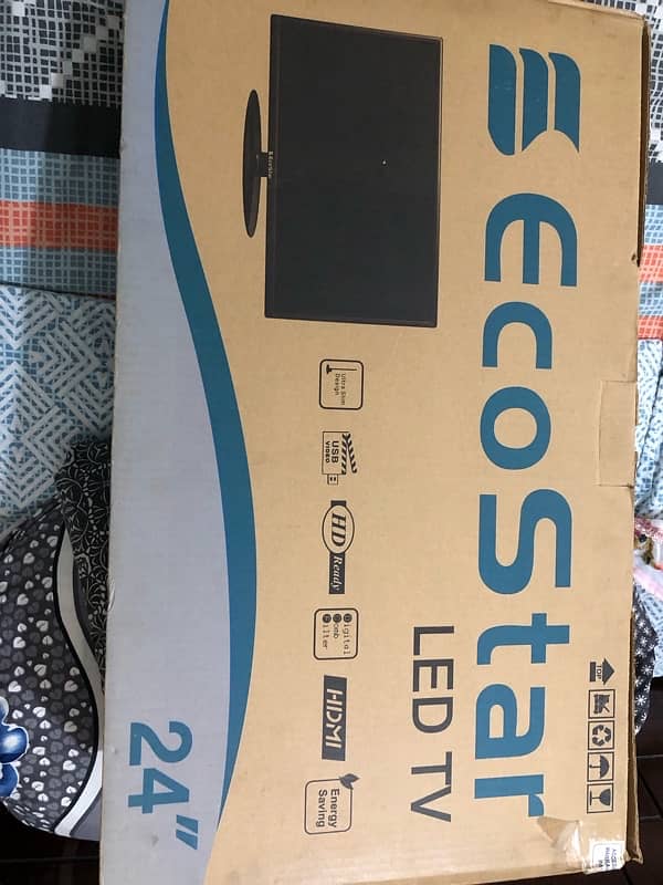 24’’inches LED (ecostar) TV with stand and remote.  (Box packed) 5