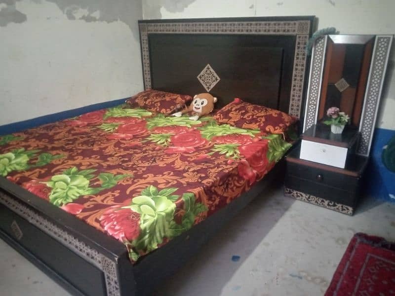 King Size bed With side table with mattress 0