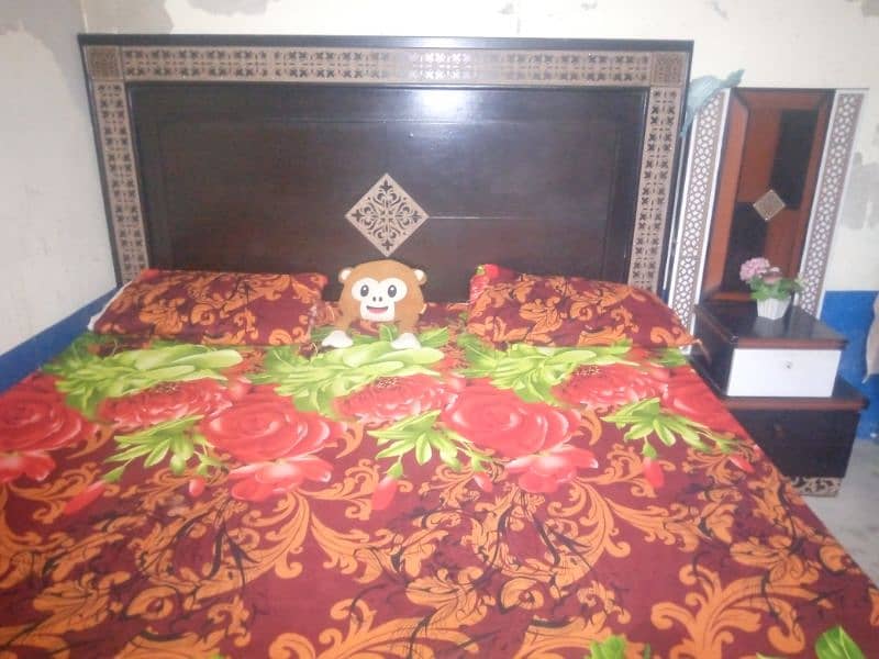 King Size bed With side table with mattress 1