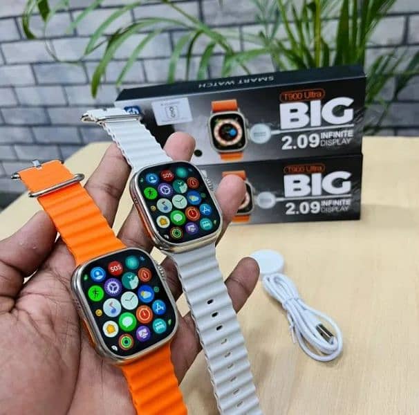 T900 Smart Watch (White- Black- Orange) 0