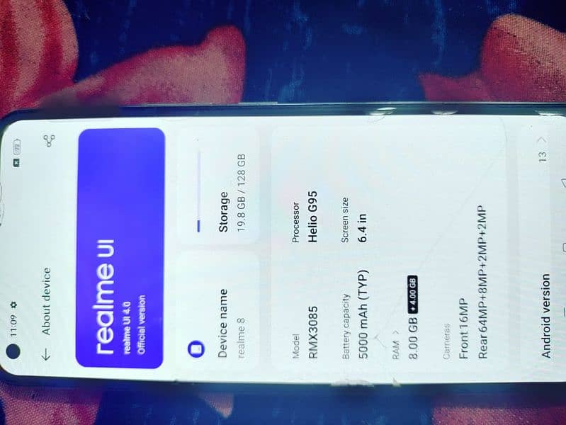 realme 8+8/128 display fingerprint G95 3