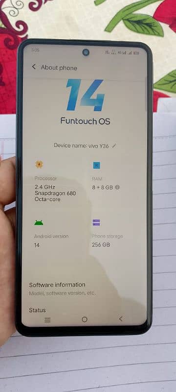 vivo Y36 8 Plus 8 GB Ram 256 GB Rom 7