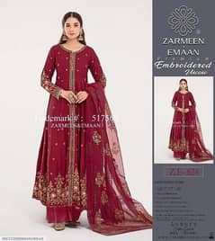 3 Pcs Women's Unstitched Viscose Embroidered Suit