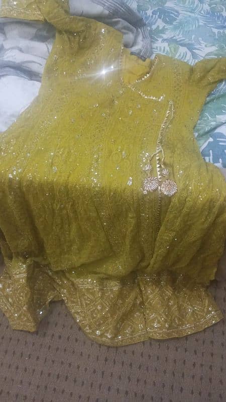 long frock mustard color 3 peice 0