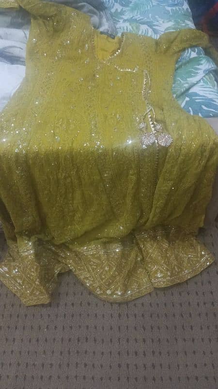 long frock mustard color 3 peice 1