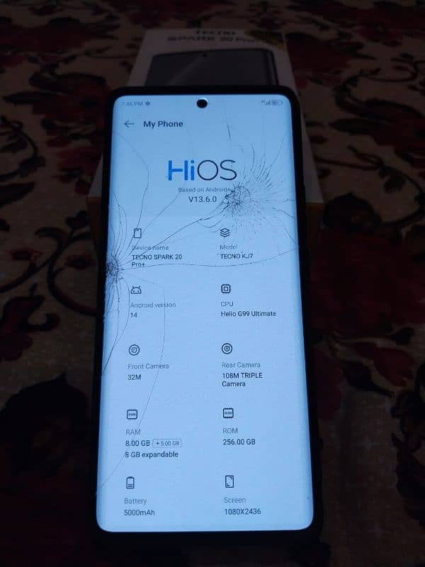 tecno spark 20 pro plus 8+8,256 front glass crack hai picture dekh le 1