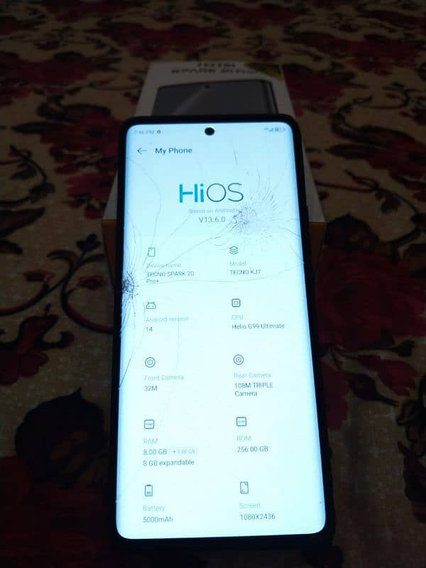 tecno spark 20 pro plus 8+8,256 front glass crack hai picture dekh le 6