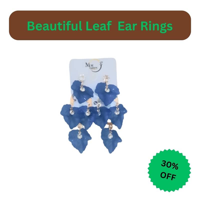 Blue colored leaf earings 1