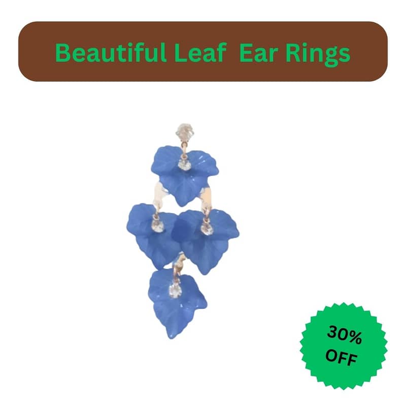 Blue colored leaf earings 2