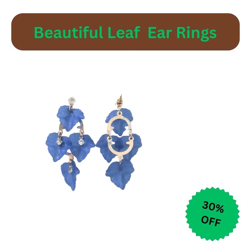 Blue colored leaf earings 3