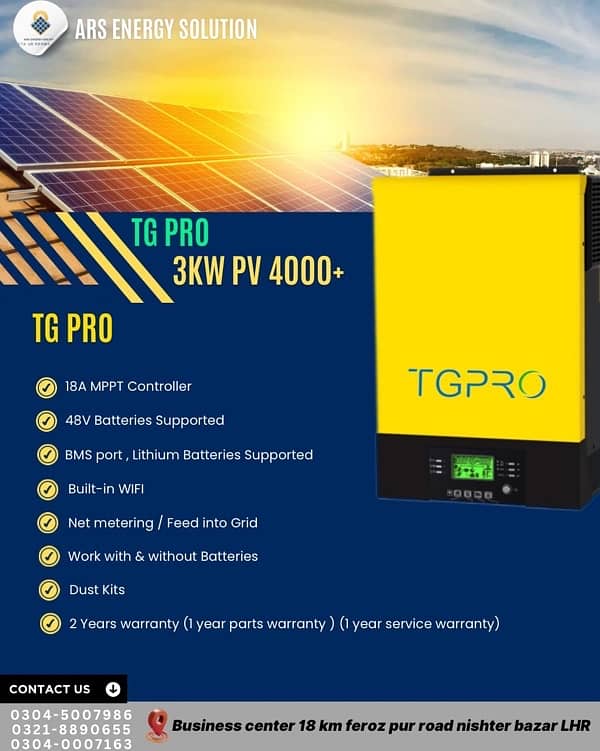 3 KW HYBRID Inverter TG PRO Also working without batteries 1