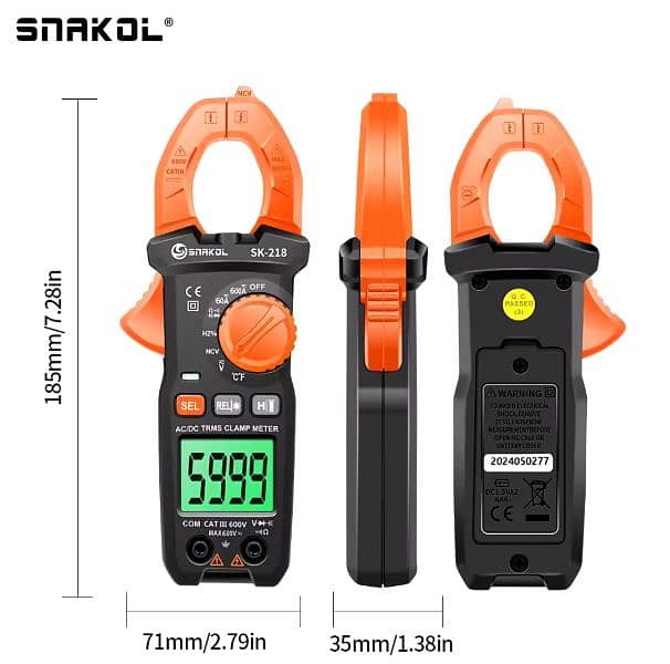 Imported Professional Digital Clamp Meter AC/DC 600 Amps 4