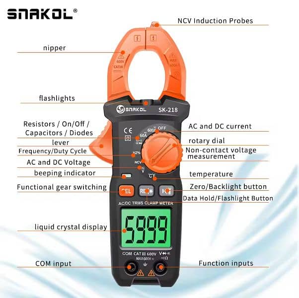 Imported Professional Digital Clamp Meter AC/DC 600 Amps 5