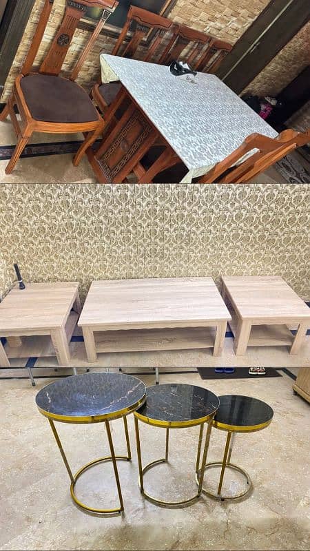 Dining 65k set of tables 35k set of 3 marble tables in 10k. 0