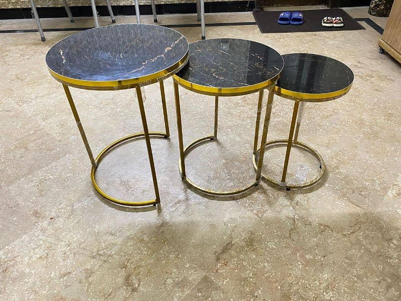 Dining 65k set of tables 35k set of 3 marble tables in 10k. 6