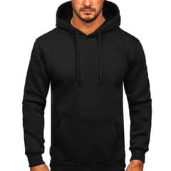 men's plain black fleece hoodie