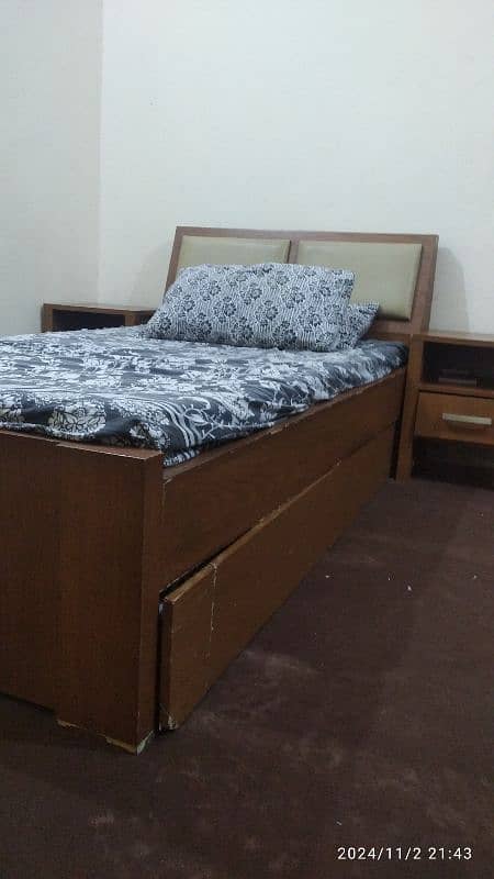 Single Bed with 3 Mattress and Two Side Tables bottom Open able 1