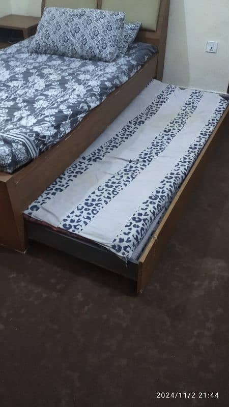 Single Bed with 3 Mattress and Two Side Tables bottom Open able 6