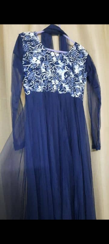 Blue Long maxi with dupatta 3