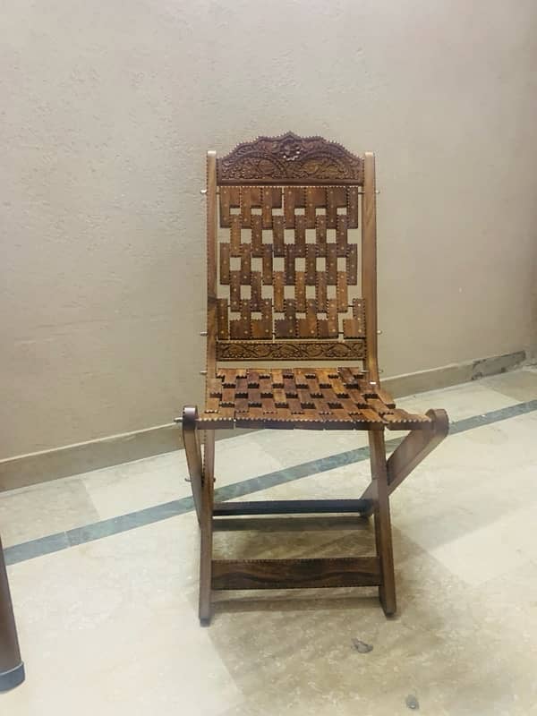 hand made wooden chair and stool for sale 1