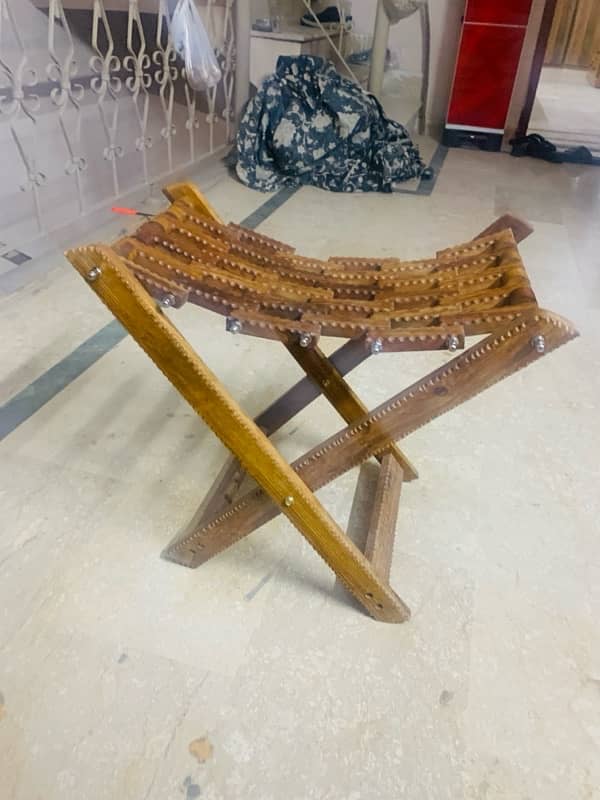 hand made wooden chair and stool for sale 4