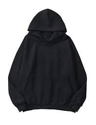 1 pc men's stitched Fleece plain hoodie,black 1