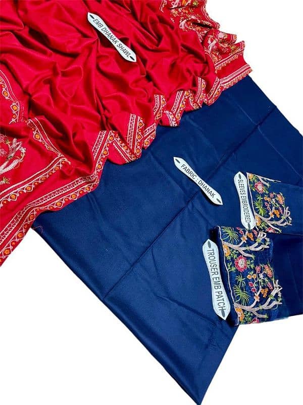 3Peice woman Dhanak Embroidered suit 2