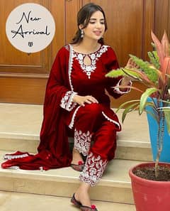 3 PCs womens stitched cotton embroidered suit