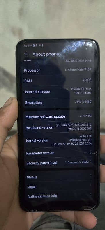 huwai y9 prime 4gb 128gb all okay no open no repair 2