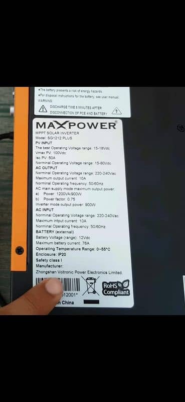 Maxpower inverter s1212 model 1000 watt with phoenix battery ugs 190 1