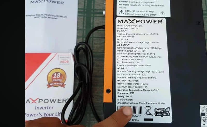 Maxpower inverter s1212 model 1000 watt with phoenix battery ugs 190 3