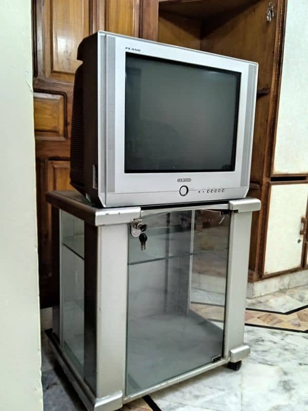 TV with Remote and TV Trolley | Samsung TV | Television | CRT TV 3