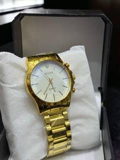 golden colour watch