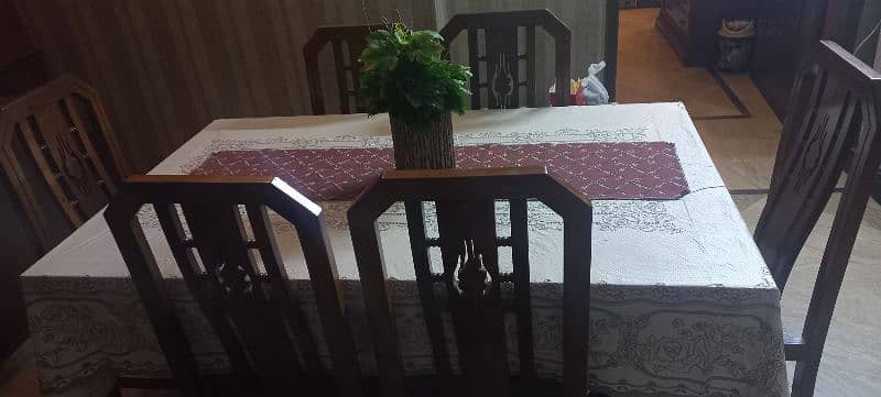 Solid wooden dining table with 6 chairs 1