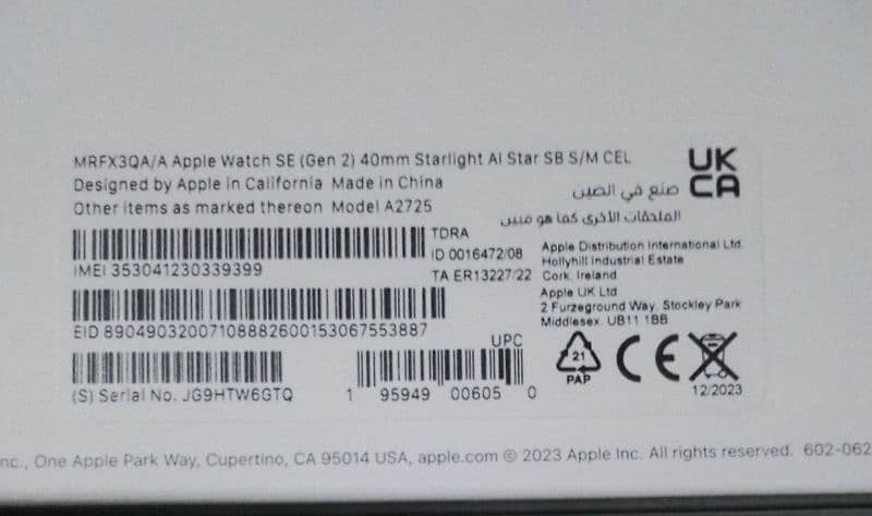 Apple watch SE ( 2nd GEN ) 40mm smart watch starlight 4