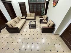 7 Seater Sofa Wood Jute