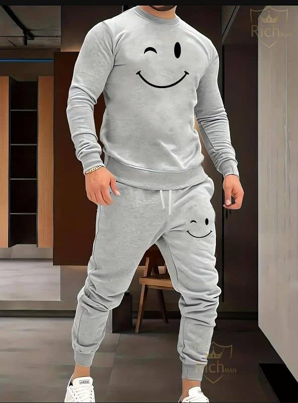 2 Pcs Men's fleece grey Sweatshirt tracksuit 1