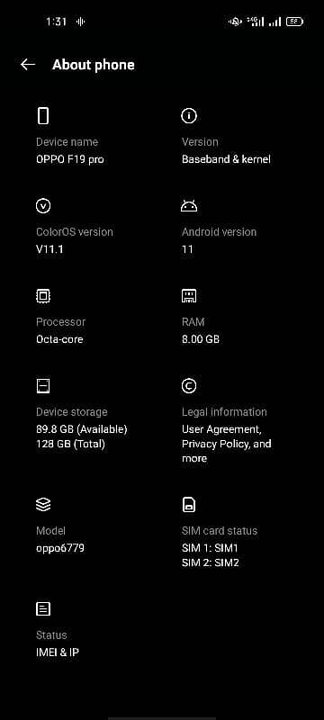Oopo F19 Pro 8+4 128 PTA Approved Dual Sim 0