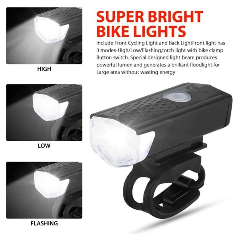 Bike Scooter Bicycle LED Tail Light Set  3 Lighting Modes. Rechargeable 15