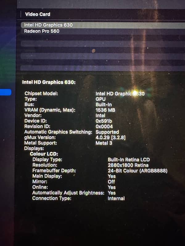 Macbook Pro 2017 15 inch 1 tb ssd 4 gb amd radeon gpu i7 processor 8