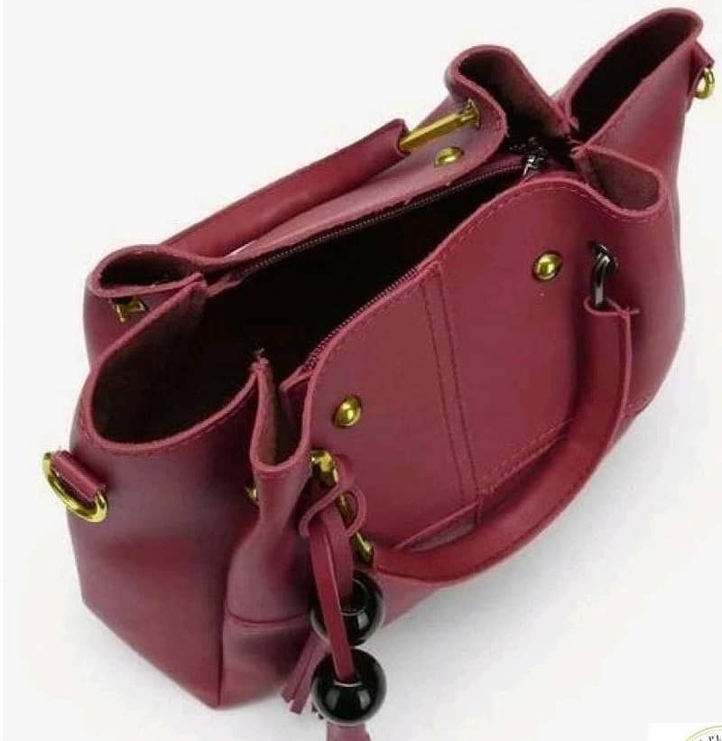 3 Pcs Women's PU Leather Plain Hand Bag Set Free Delivery 4