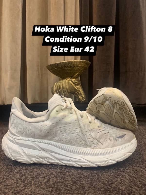 Hoka White Clifton 8 Shoes 0