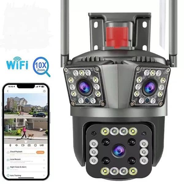 WIFI IP Camera 3 Lens Auto Tracking motion 2way audio Watrproof 0