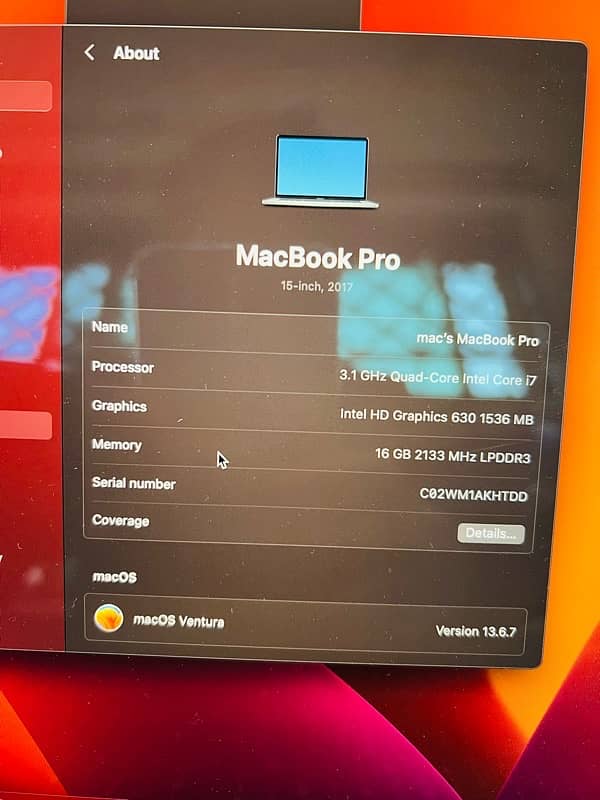 MacBook Pro 2017 Core i7 15 inch spece grey with touch bar 5