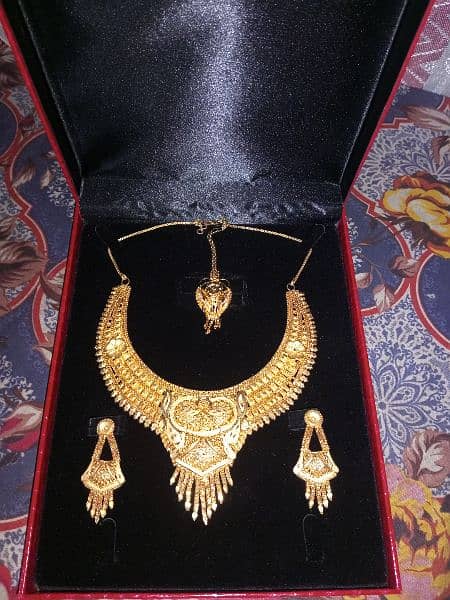 Irani Gold plated necklace haar set earings kanty tika jewellery 1