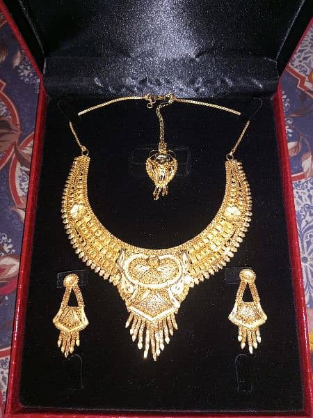 Irani Gold plated necklace haar set earings kanty tika jewellery 3