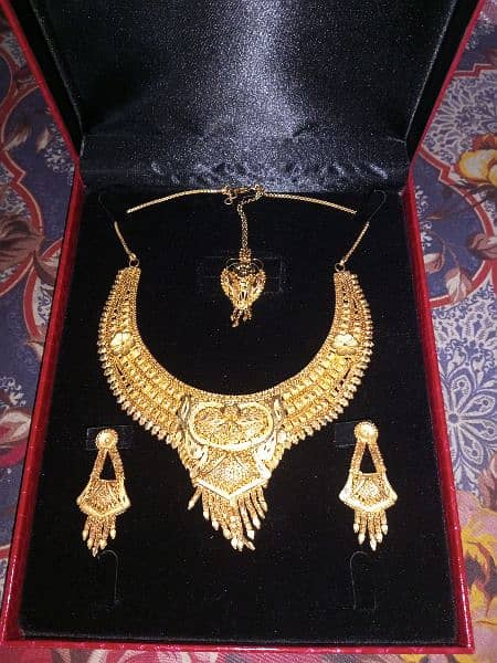 Irani Gold plated necklace haar set earings kanty tika jewellery 4