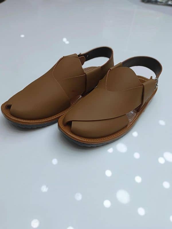 men's leather plain Peshawar chappal 0