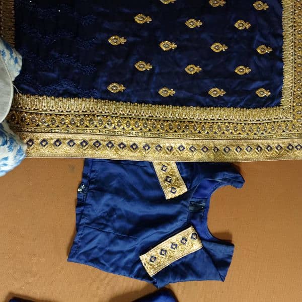 saree heavy work royal blue color 1