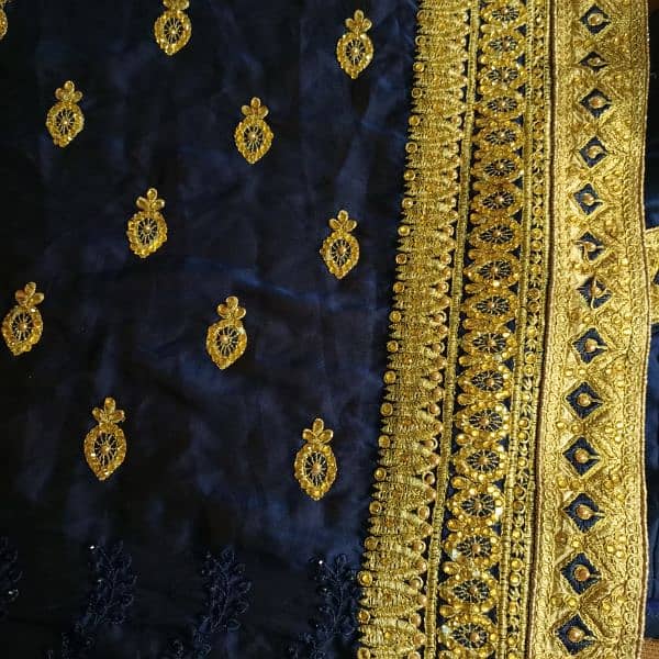 saree heavy work royal blue color 3